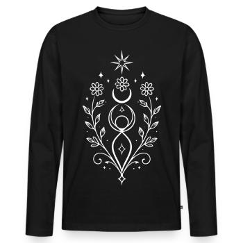 Petite Déesse du Solstice d’Été – Motif spirituel - T-shirt manches longues Premium bio Homme - noir - Devant - Nico (187cm)