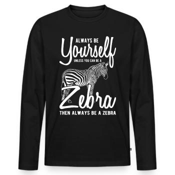 zebra - Men's Premium Organic Long Sleeve Shirt - black - Front - Nico (187cm)