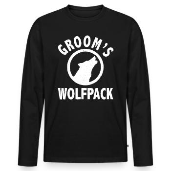 Grooms Wolfpack Shirt | Bachelor Party Group Shirt - Männer Premium Bio Langarmshirt - Schwarz - Vorne - Nico (187cm)