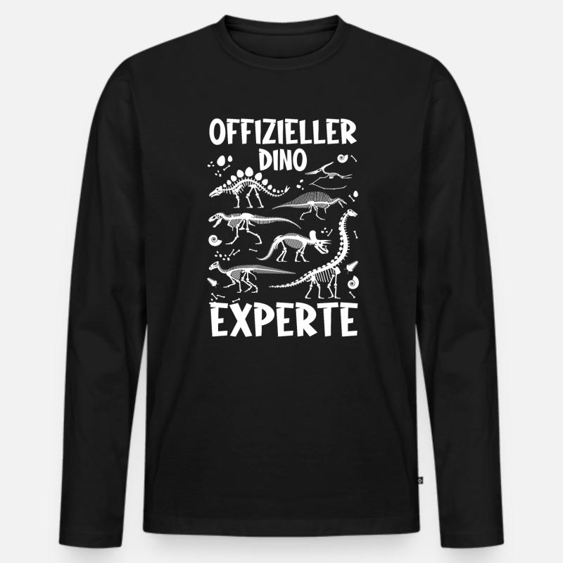 Offizieller Dino Experte, Dinosaurier - Männer Premium Bio Langarmshirt - Schwarz
