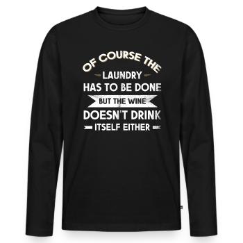 Wine-fan-drinking lover design For scrubbers - Men's Premium Organic Long Sleeve Shirt - black - Front - Nico (187cm)