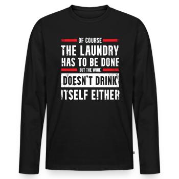 Wine-fan-drinking lover design For scrubbers - Men's Premium Organic Long Sleeve Shirt - black - Front - Nico (187cm)
