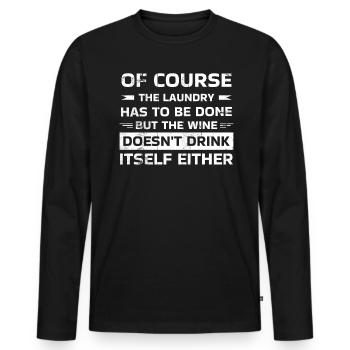 Design amateur de vin-fan-boire Pour les épurateurs - T-shirt manches longues Premium bio Homme - noir - Devant - Nico (187cm)