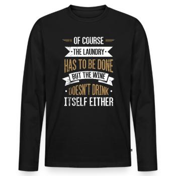 Design amateur de vin-fan-boire Pour les épurateurs - T-shirt manches longues Premium bio Homme - noir - Devant - Nico (187cm)