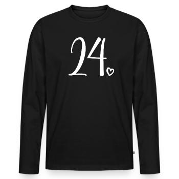 Cute Number 24, 24 Years Old, 24th Birthday Gift - Men's Premium Organic Long Sleeve Shirt - black - Front - Nico (187cm)