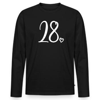 Niedliche Nummer 28, 28 Jahre alt, 28. Geburtstagsgeschenk - Männer Premium Bio Langarmshirt - Schwarz - Vorne - Nico (187cm)