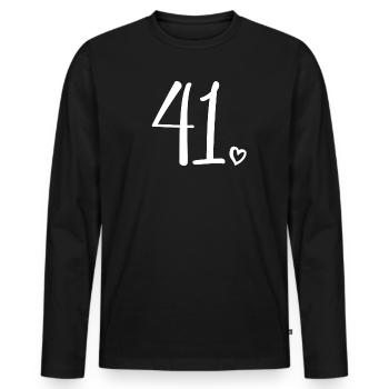 Numéro mignon 41, 41 ans, 41e cadeau d'anniversaire - T-shirt manches longues Premium bio Homme - noir - Devant - Nico (187cm)