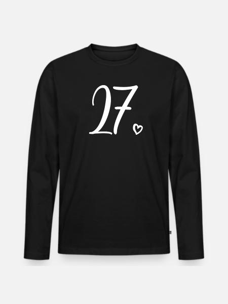 Cute Number 27, 27 Years Old, 27th Birthday Gift - Men's Premium Organic Long Sleeve Shirt - black