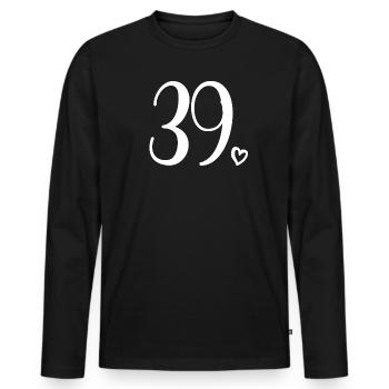 Niedliche Nummer 39, 39 Jahre alt, 39. Geburtstagsgeschenk - Männer Premium Bio Langarmshirt - Schwarz - Vorne - Nico (187cm)