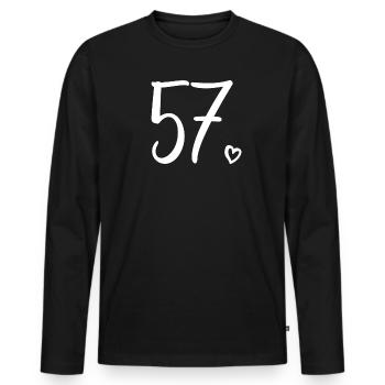 Cute Number 57, 57 Years Old, 57th Birthday Gift - Men's Premium Organic Long Sleeve Shirt - black - Front - Nico (187cm)