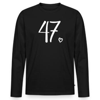Cute Number 47, 47 Years Old, 47th Birthday Gift - Men's Premium Organic Long Sleeve Shirt - black - Front - Nico (187cm)