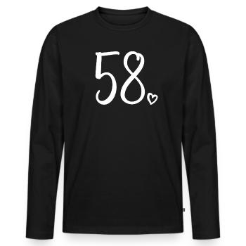 Cute Number 58, 58 Years Old, 58th Birthday Gift - Men's Premium Organic Long Sleeve Shirt - black - Front - Nico (187cm)