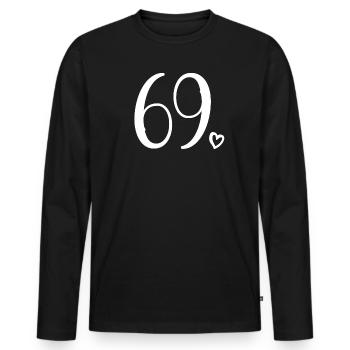 Cute Number 69, 69 Years Old, 69th Birthday Gift - Men's Premium Organic Long Sleeve Shirt - black - Front - Nico (187cm)