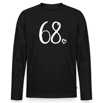 Cute Number 68, 68 Years Old, 68th Birthday Gift - Men's Premium Organic Long Sleeve Shirt - black - Front - Nico (187cm)