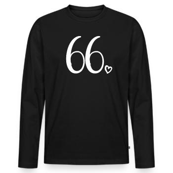 Süße Nummer 66, 66 Jahre alt, 66. Geburtstag Geschenk - Männer Premium Bio Langarmshirt - Schwarz - Vorne - Nico (187cm)