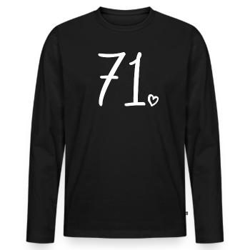 Süße Nummer 71, 71 Jahre alt, Geschenk zum 71. Geburtstag - Männer Premium Bio Langarmshirt - Schwarz - Vorne - Nico (187cm)