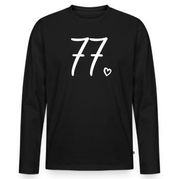Süße Nummer 77, 77 Jahre alt, Geschenk zum 77. Geburtstag - Männer Premium Bio Langarmshirt - Schwarz - Vorne - Nico (187cm)