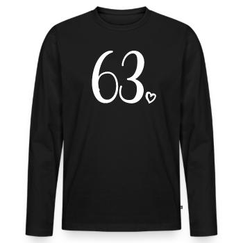 Süße Nummer 63, 63 Jahre alt, 63. Geburtstag Geschenk - Männer Premium Bio Langarmshirt - Schwarz - Vorne - Nico (187cm)