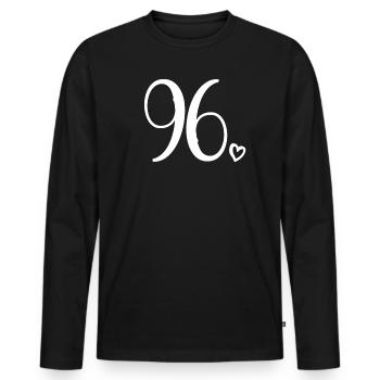 Cute Number 96, 96 Years Old, 96th Birthday Gift - Men's Premium Organic Long Sleeve Shirt - black - Front - Nico (187cm)