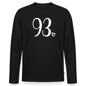 Süße Nummer 93, 93 Jahre alt, Geschenk zum 93. Geburtstag - Männer Premium Bio Langarmshirt - Schwarz - Vorne - Nico (187cm)