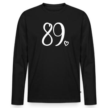 Cute Number 89, 89 Years Old, 89th Birthday Gift - Men's Premium Organic Long Sleeve Shirt - black - Front - Nico (187cm)