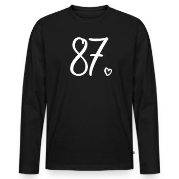 Cute Number 87, 87 Years Old, 87th Birthday Gift - Men's Premium Organic Long Sleeve Shirt - black - Front - Nico (187cm)