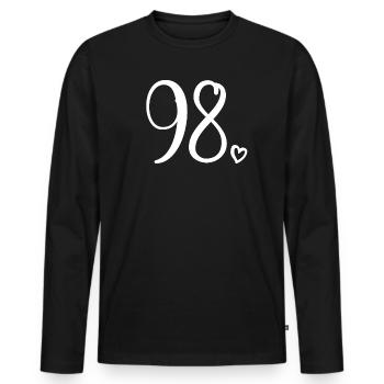 Cute Number 98, 98 Years Old, 98th Birthday Gift - Men's Premium Organic Long Sleeve Shirt - black - Front - Nico (187cm)
