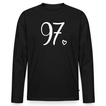 Süße Nummer 97, 97 Jahre alt, Geschenk zum 97. Geburtstag - Männer Premium Bio Langarmshirt - Schwarz - Vorne - Nico (187cm)
