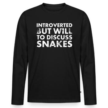 Introverted but ready to queue up for - Men's Premium Organic Long Sleeve Shirt - black - Front - Nico (187cm)