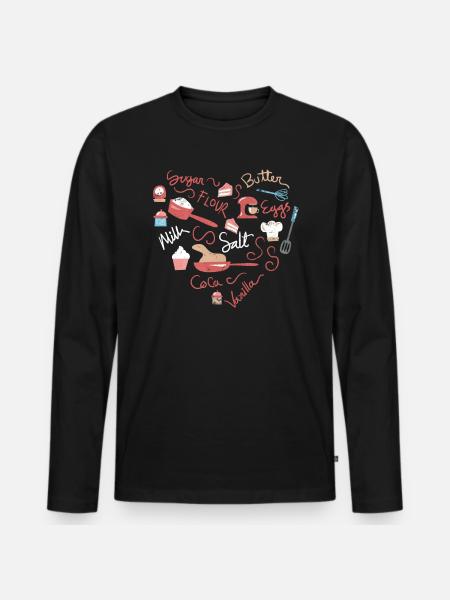 Herz-backen-design Für Bäcker Oder Backfans - Männer Premium Bio Langarmshirt - Schwarz