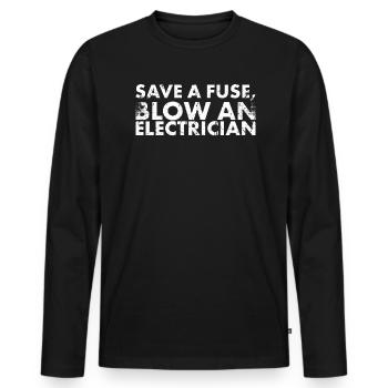 Speichern Sie Einen Sicherungsdurchbruch Eines - Männer Premium Bio Langarmshirt - Schwarz - Vorne - Nico (187cm)