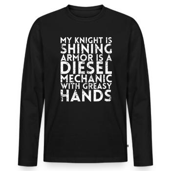 My Knight Is Shining Armor Ist Ein Diesel Für - Männer Premium Bio Langarmshirt - Schwarz - Vorne - Nico (187cm)