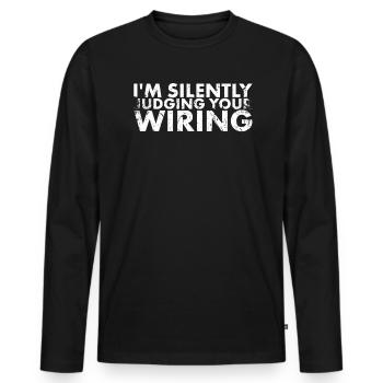 J’évalue tacitement votre câblage pour - T-shirt manches longues Premium bio Homme - noir - Devant - Nico (187cm)
