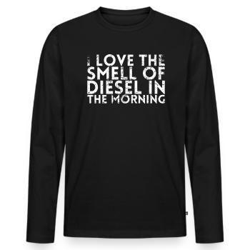 J’aime l’odeur du diesel le matin pour - T-shirt manches longues Premium bio Homme - noir - Devant - Nico (187cm)