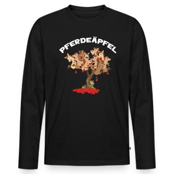 Pferdeäpfel mit Ponys am Baum, Pferde - Männer Premium Bio Langarmshirt - Schwarz - Vorne - Nico (187cm)