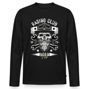 Conception de crâne de moto - T-shirt manches longues Premium bio Homme - noir - Devant - Nico (187cm)