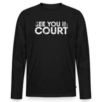 Rendez-vous au tribunal pour les joueurs de badminton - T-shirt manches longues Premium bio Homme - noir - Devant - Nico (187cm)