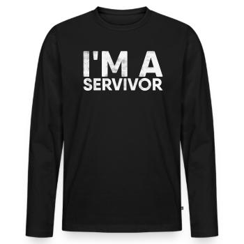 Je suis un serviteur pour les joueurs de badminton ou - T-shirt manches longues Premium bio Homme - noir - Devant - Nico (187cm)