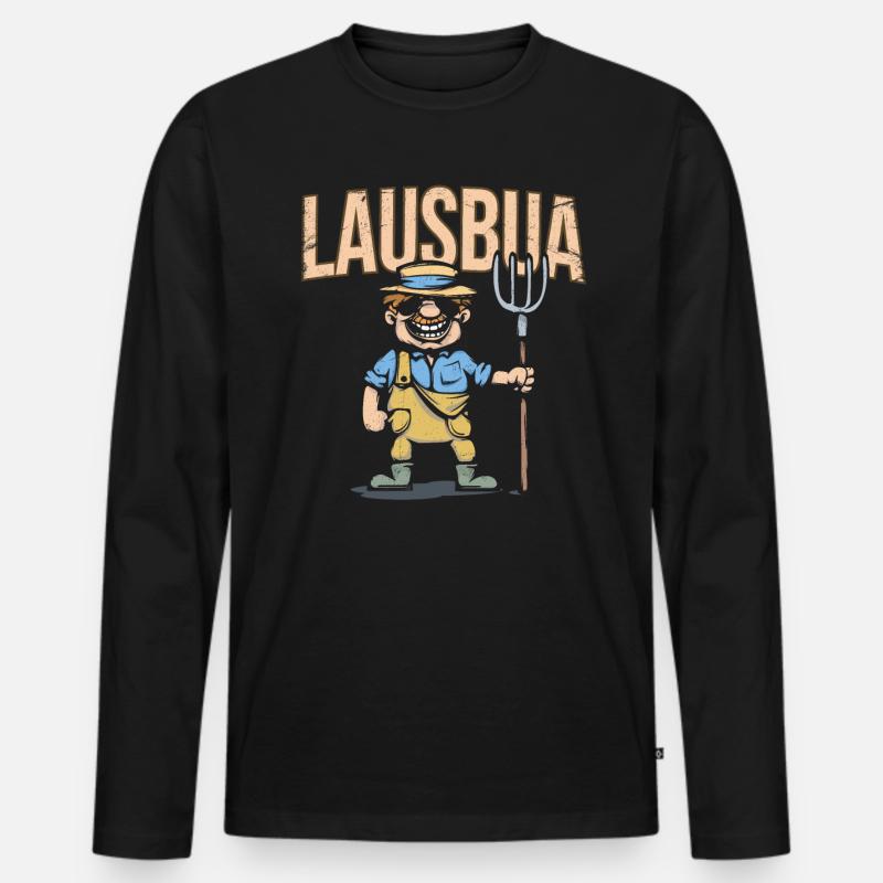 Lausbua - Männer Premium Bio Langarmshirt - Schwarz