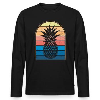 Ananas-retro-design Für Strandliebhaber Ananas - Männer Premium Bio Langarmshirt - Schwarz - Vorne - Nico (187cm)