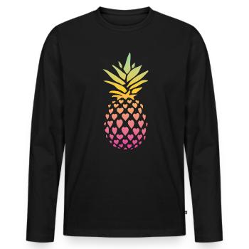 Ananas-herz-design Für Strandliebhaber Ananas - Männer Premium Bio Langarmshirt - Schwarz - Vorne - Nico (187cm)