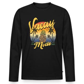 Vacay-modus-ananas-kiefern-entwurf Für Strand - Männer Premium Bio Langarmshirt - Schwarz - Vorne - Nico (187cm)