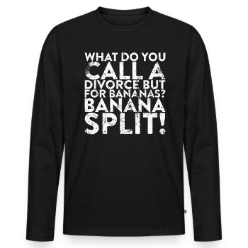 Was Nennt Man Eine Scheidung, Aber Für Bananen? - Männer Premium Bio Langarmshirt - Schwarz - Vorne - Nico (187cm)