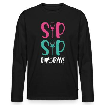 Sip Sip Hurra Marriage Design pour marié-marié - T-shirt manches longues Premium bio Homme - noir - Devant - Nico (187cm)