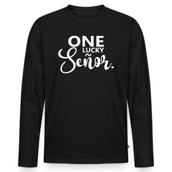 One Lucky Señor Wedding Husband To Be Groom - Men's Premium Organic Long Sleeve Shirt - black - Front - Nico (187cm)