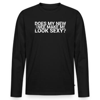 Est-ce que mon nouveau genou me rend sexy? Brouillon - T-shirt manches longues Premium bio Homme - noir - Devant - Nico (187cm)