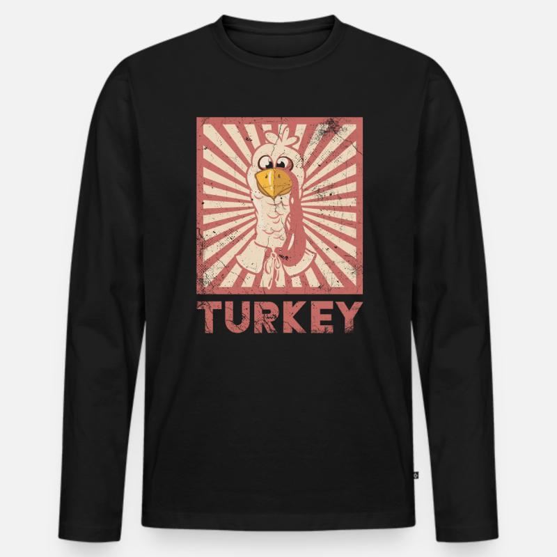 Truthahn - Männer Premium Bio Langarmshirt - Schwarz
