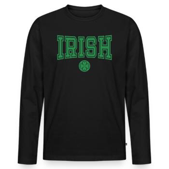 Cadeau de la Saint-Patrick Trèfle Hommes, Femmes, Enfants - T-shirt manches longues Premium bio Homme - noir - Devant - Nico (187cm)