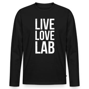 Live Love Lab, Enquêteur - T-shirt manches longues Premium bio Homme - noir - Devant - Nico (187cm)