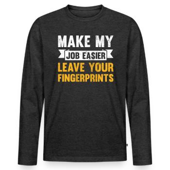 Faciliter mon travail Partir - T-shirt manches longues Premium bio Homme - anthracite chiné - Devant - Nico (187cm)
